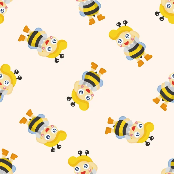 Bee cartoon, seamless pattern — стоковый вектор