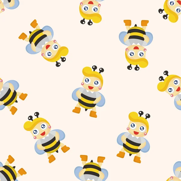 Dessin animé abeille, motif sans couture — Image vectorielle