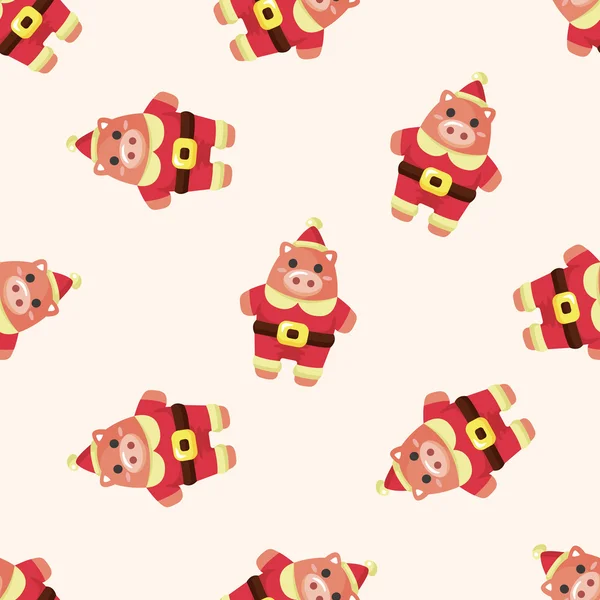 Animal porc dessin animé style de Noël, motif sans couture — Image vectorielle