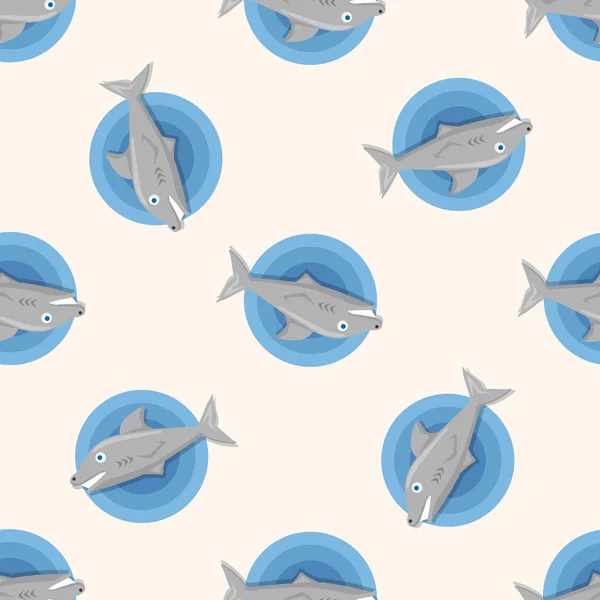 바다 동물 상어 만화, 완벽 한 패턴 — 스톡 벡터