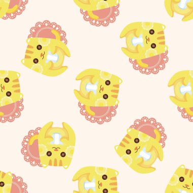 ikindi çayı, seamless modeli olan hayvan kedi