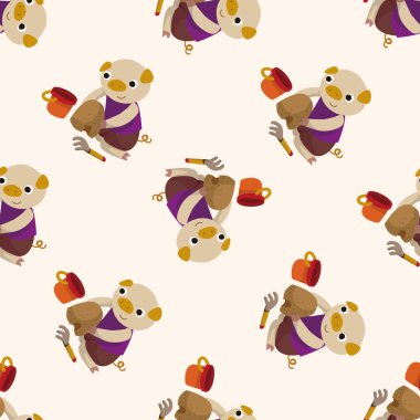 Yaz hayvan domuz simgesi 10, seamless modeli