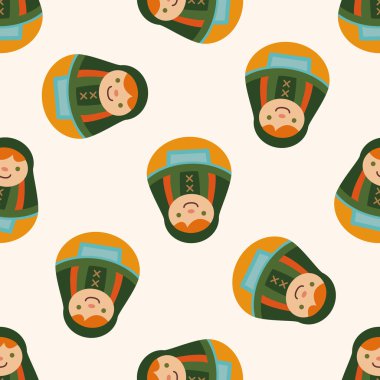 Matryoshka, Rus geleneksel ahşap oyuncak, fl, seamless modeli