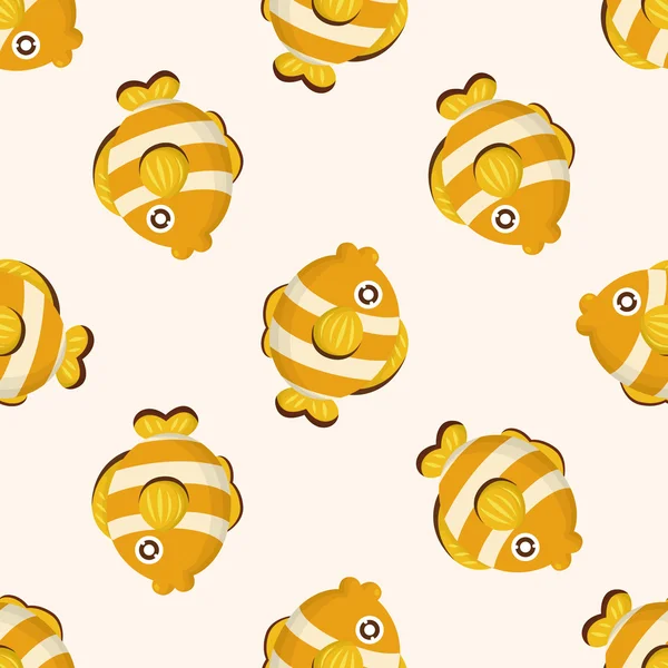 Desenhos animados de peixes de animais marinhos, padrão sem costura — Vetor de Stock