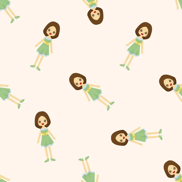 Lady girl cartoon, seamless pattern — стоковый вектор