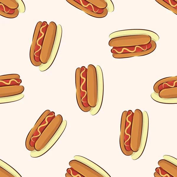 Fastfood hotdog pictogram, 10, naadloze patroon — Stockvector