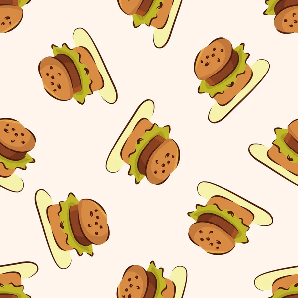 Comida rápida hamburguesa icono, 10, patrón sin costuras — Vector de stock