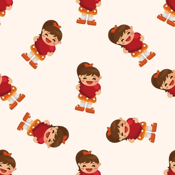 People with heart character, seamless pattern — стоковый вектор