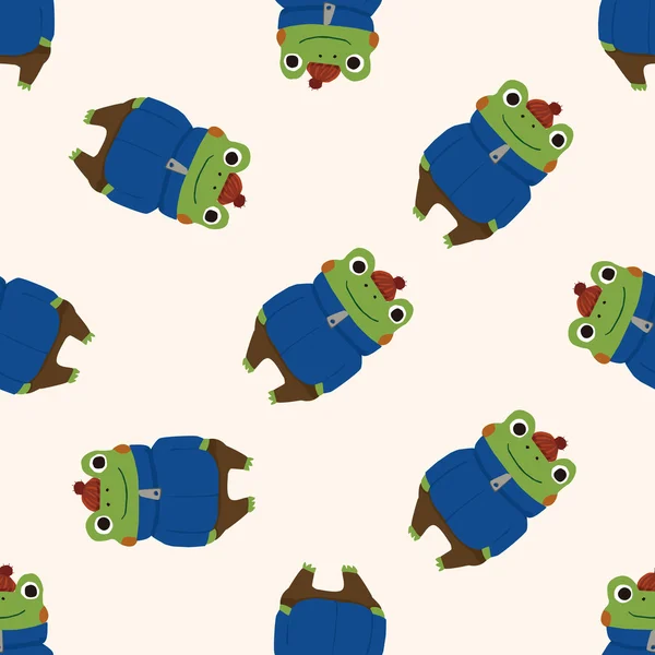 Зимова ікона жаби тварин 10, безшовний візерунок — стоковий вектор