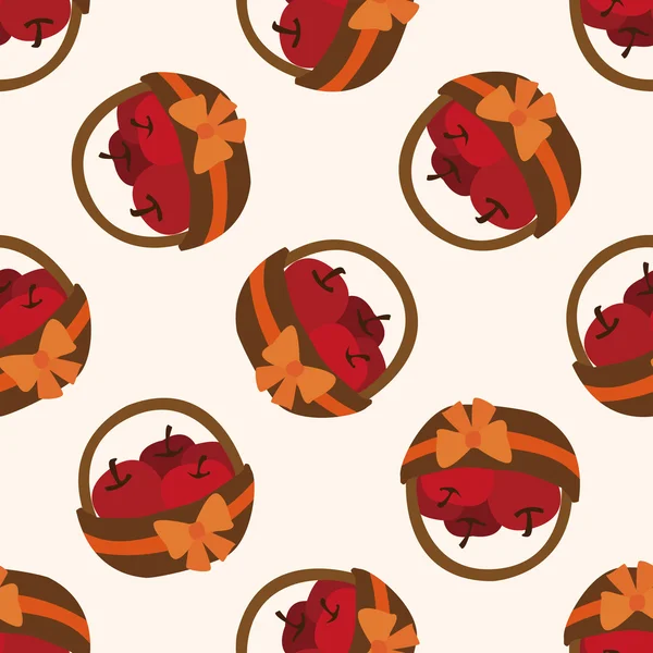Appels in het geschenk mand pictogram, 10, naadloze patroon — Stockvector