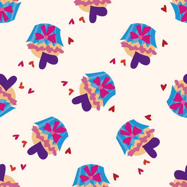 Valentinstag Cupcake Ikone 10, nahtloses Muster — Stockvektor