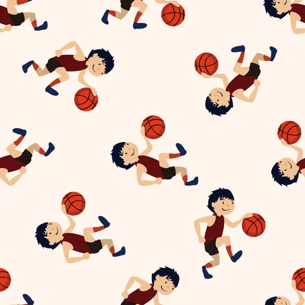 Sport basketball athlete icon 10,seamless pattern — Stock Vector