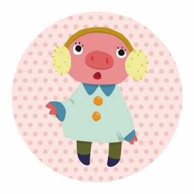 Kış hayvan domuz düz simgesi öğeleri arka plan, eps10