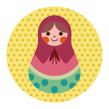 Matryoshka, Rus geleneksel ahşap oyuncak, vektör desen, fl