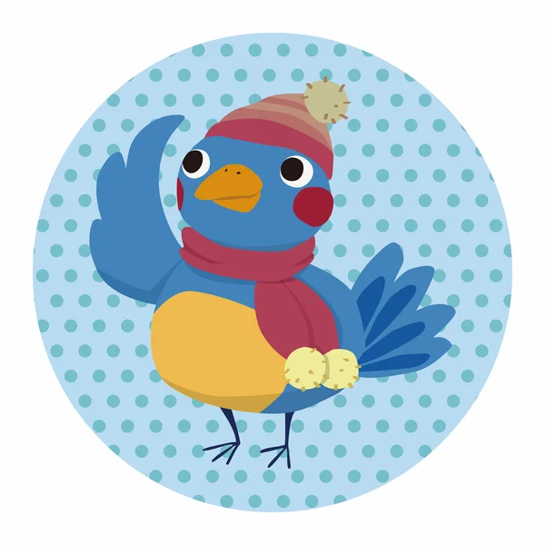 Invierno animal pájaro plano icono elementos fondo, eps10 — Vector de stock