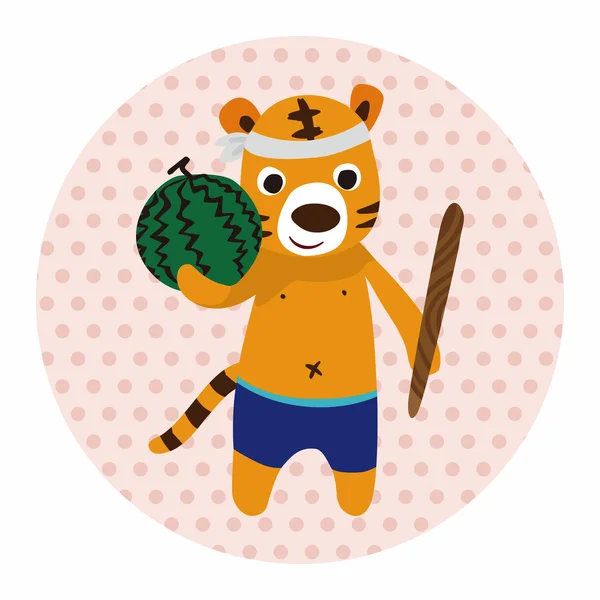 Verano animal tigre plano icono elementos fondo, eps10 — Vector de stock