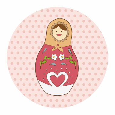 Matryoshka, Rus geleneksel ahşap oyuncak, vektör desen, el