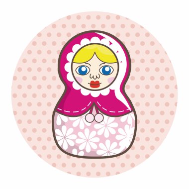 Matryoshka, Rus geleneksel ahşap oyuncak, vektör desen, el