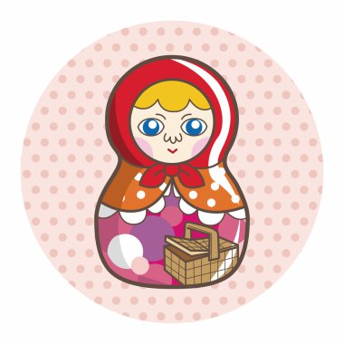 Matryoshka, Rus geleneksel ahşap oyuncak, vektör desen, el