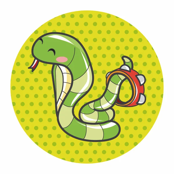 Animal serpiente jugando instrumento dibujos animados tema elementos — Archivo Imágenes Vectoriales