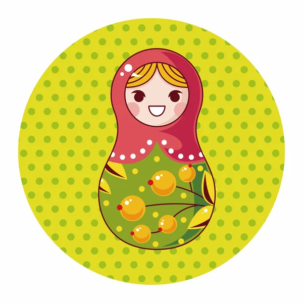 Matryoshka, Orosz, hagyományos, fából készült baba, vektor mintázat, el — Stock Vector