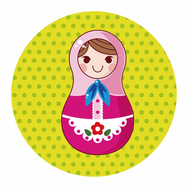 Matryoshka , Russian traditional wooden doll, vector pattern, el — Stock Vector