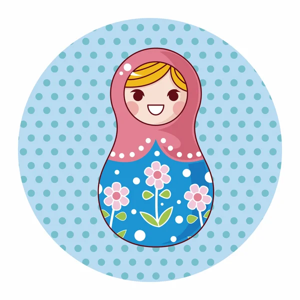 Matryoshka , Russian traditional wooden doll, vector pattern, el — Stock Vector