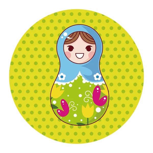 Matryoshka , Russian traditional wooden doll, vector pattern, el — Stock Vector