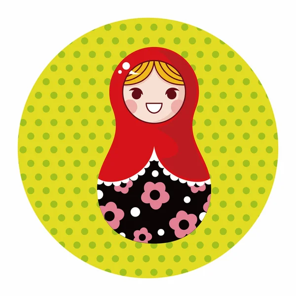 Matryoshka , Russian traditional wooden doll, vector pattern, el — Stock Vector