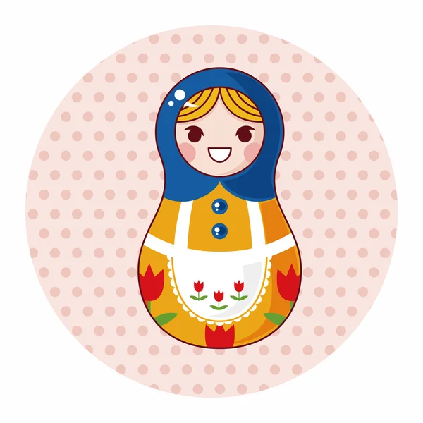 Matryoshka, Ρωσική παραδοσιακή ξύλινη κούκλα, διάνυσμα μοτίβο, el — Διανυσματικό Αρχείο