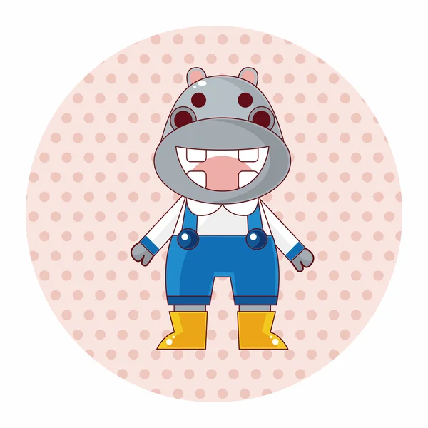 Dierlijke hippo winter cartoon thema-elementen — Stockvector