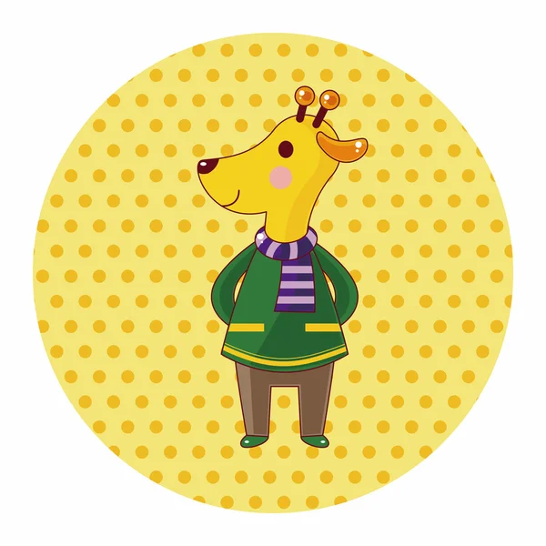 Zvířecí žirafa zimní karikatura téma prvky — Stockový vektor