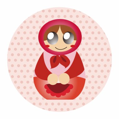 Matryoshka, Rus geleneksel ahşap oyuncak, vektör desen, el