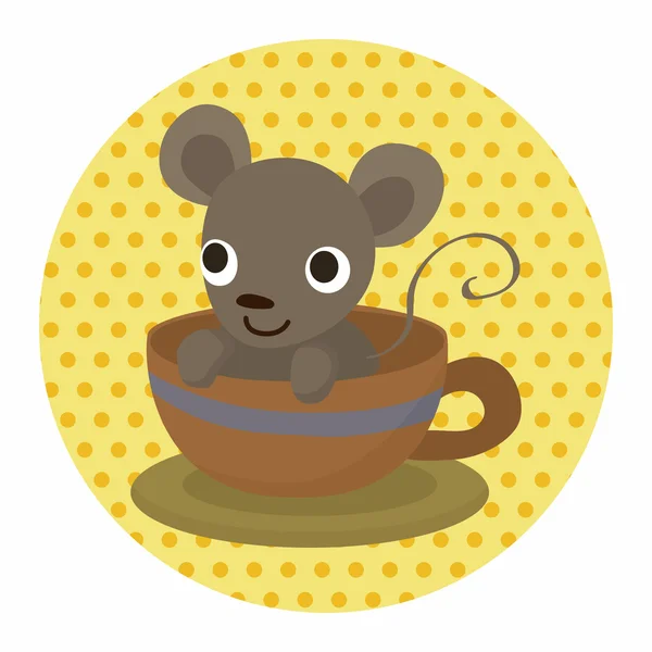 Ratón animal que tiene elementos temáticos de té por la tarde — Vector de stock