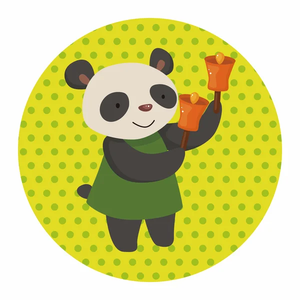 Animal panda tocar instrumento cartoon tema elementos — Vetor de Stock
