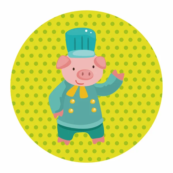 Animal porco chef desenhos animados elementos temáticos — Vetor de Stock