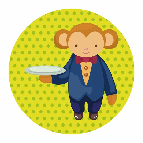 Элементы темы мультфильма об обезьяне-официанте — стоковый вектор