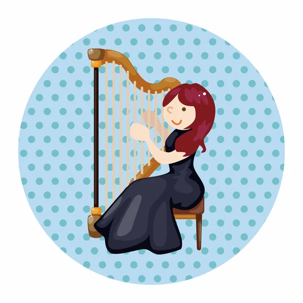 Charakter hudebník harfenistka motivu — Stockový vektor