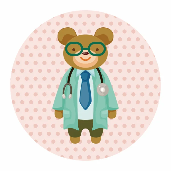 Animal bear doctor cartoon theme elements — Stock Vector