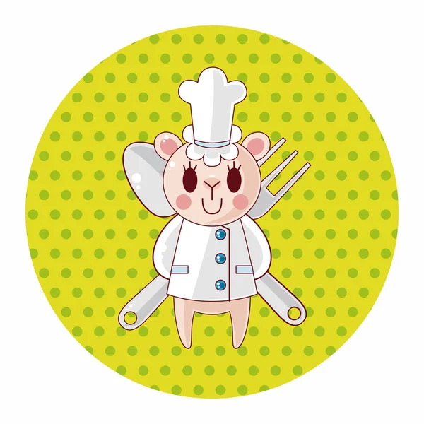 Animal chef desenhos animados elementos do tema — Vetor de Stock
