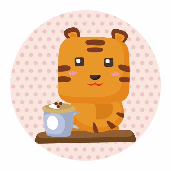 Zvířecí tygr s odpolední čaj motivu — Stockový vektor