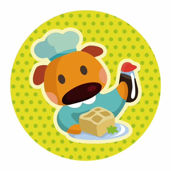 动物狗厨师卡通主题元素 — 图库矢量图片