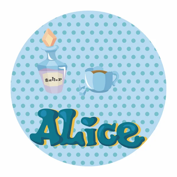 Alice nel paese delle meraviglie elementi a tema — Vettoriale Stock
