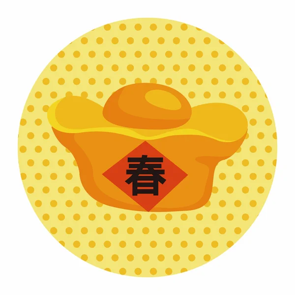 Elementos do tema do ano novo chinês, lingote de ouro significa "desejo bom lu — Vetor de Stock