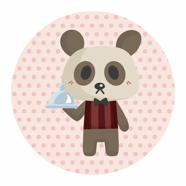 动物熊猫服务员卡通主题元素 — 图库矢量图片