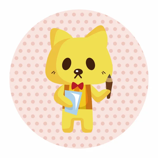Animal cat waiter cartoon theme elements — Stock Vector