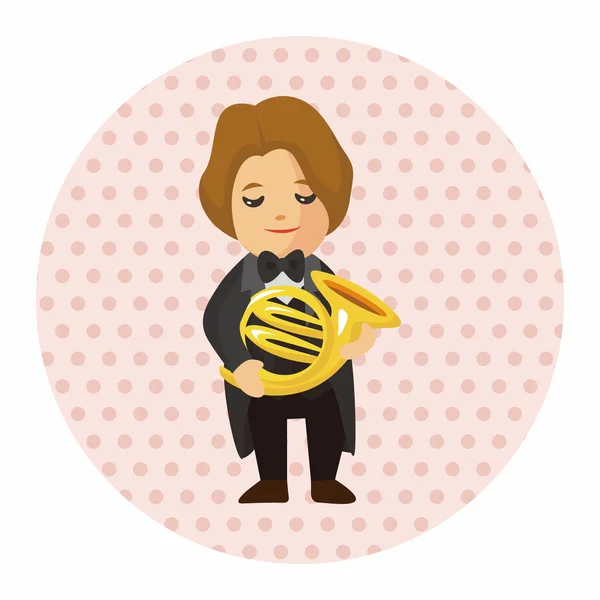 Personagem músico francês trompetista tema elementos — Vetor de Stock