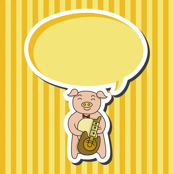 Animal porco tocando instrumento cartoon tema elementos — Vetor de Stock