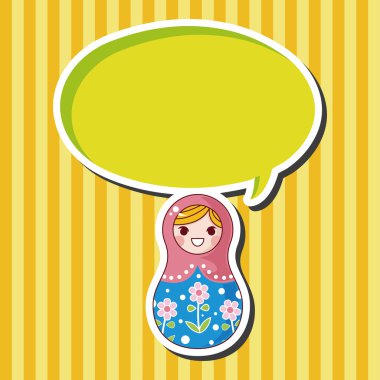 Matryoshka, Rus geleneksel ahşap oyuncak, vektör desen, el