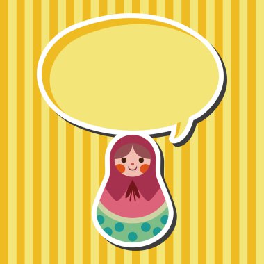 Matryoshka, Rus geleneksel ahşap oyuncak, vektör desen, fl